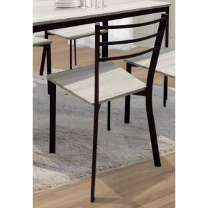 Table de cuisine et salle à manger + 4 chaises LEEDS. Ensemble repas design métal et bois.
