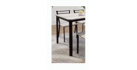 Table de cuisine et salle à manger + 4 chaises LEEDS. Ensemble repas design métal et bois.
