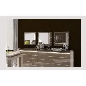 Lot de 3 miroirs LINA. Coloris cappuccino et blanc crème. Produit déco pour votre salon ou salle à manger. OFFRE LIMITEE.