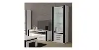 Ensemble pour votre salon LINA. Meuble tv hifi + vitrine petit modèle + LED. Meubles design haute brillance