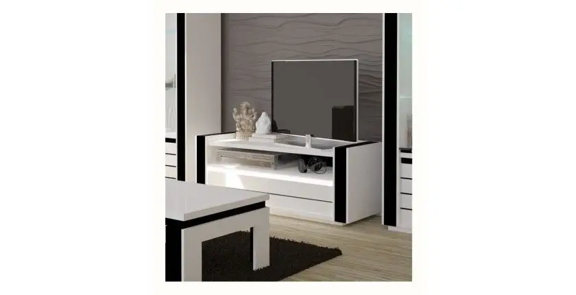 Ensemble pour votre salon LINA. Meuble tv hifi + vitrine petit modèle + LED. Meubles design haute brillance