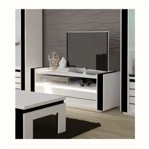 Ensemble pour votre salon LINA. Meuble tv hifi + vitrine petit modèle + LED. Meubles design haute brillance