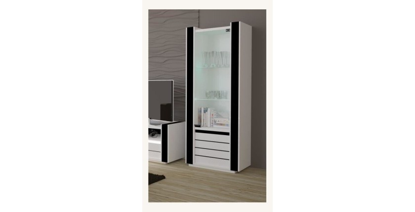 Ensemble pour votre salon LINA. Meuble tv hifi + vitrine petit modèle + LED. Meubles design haute brillance