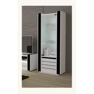 Ensemble pour votre salon LINA. Meuble tv hifi + vitrine petit modèle + LED. Meubles design haute brillance