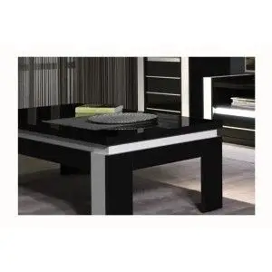 Ensemble meuble de salon LINA blanc et noir laqué