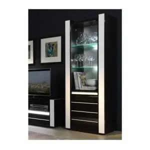 Ensemble meuble de salon LINA blanc et noir laqué