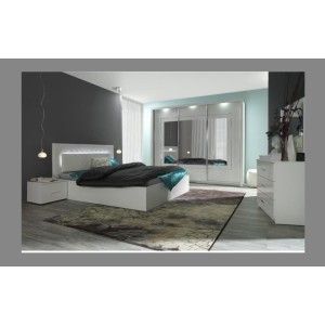 Ensemble PANAREA 180x200 cm : lit + sommier + chevets mis en situation