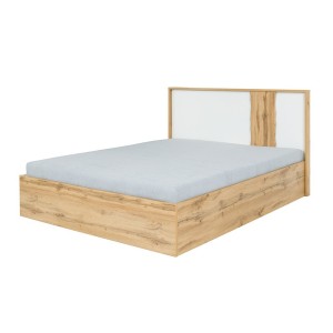 Lit adulte design WOOD avec deux chevets + LED dans la tête de lit.