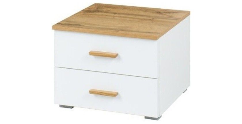 Lit adulte design WOOD avec deux chevets + LED dans la tête de lit.