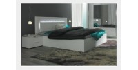 Lit design 160 x 200 avec LED + 2 chevets PANAREA couleur blanc.