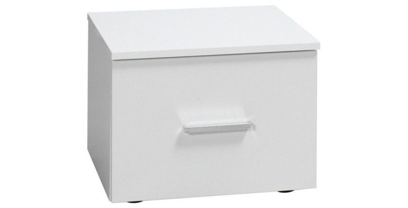 Lit design 160 x 200 avec LED + 2 chevets PANAREA couleur blanc.