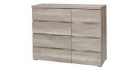 Ensemble design pour chambre à coucher ROMI. Lit avec sommier 160x200 cm, deux tables de chevet et commode.