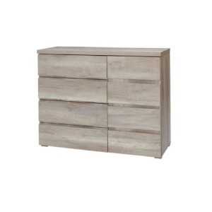 Ensemble design pour chambre à coucher ROMI. Lit avec sommier 160x200 cm, deux tables de chevet et commode.