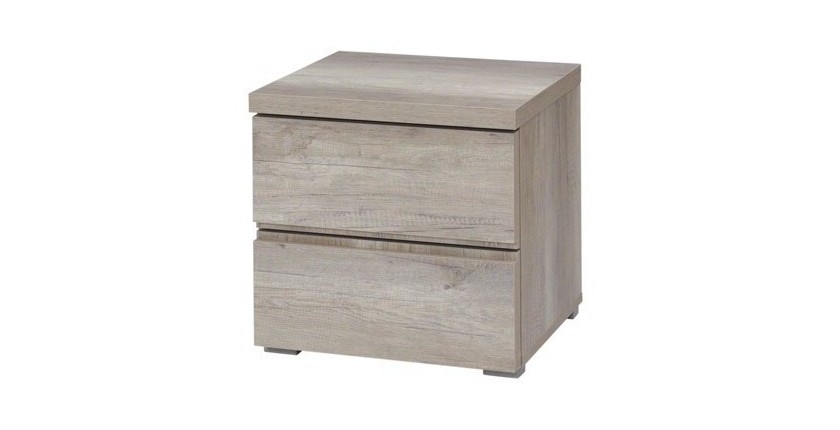 Ensemble design pour chambre à coucher ROMI. Lit avec sommier 160x200 cm, deux tables de chevet et commode.