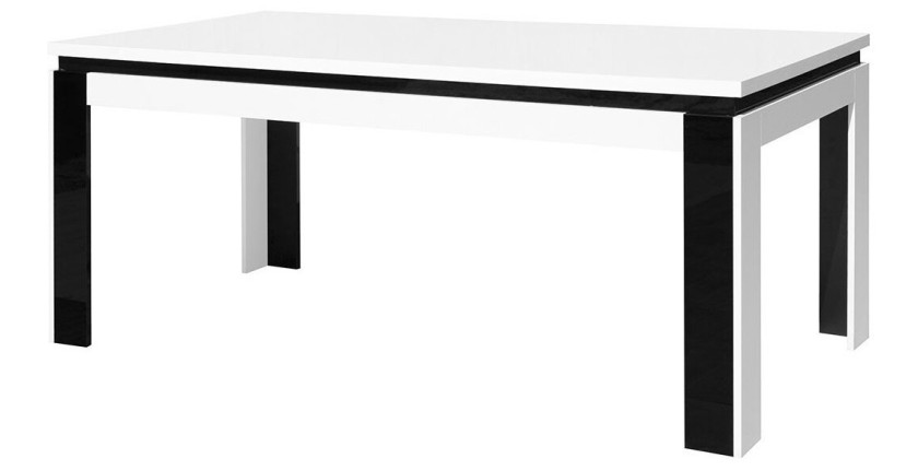 Meuble de salon et de salle à manger LINA 9 éléments blanc et noir brillant. LED incluses