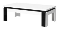 Meuble de salon et de salle à manger LINA 9 éléments blanc et noir brillant. LED incluses