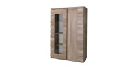 Ensemble ROMI pour salle à manger coloris chêne dab canyon. Buffet, vitrine, miroirs, table 180 cm