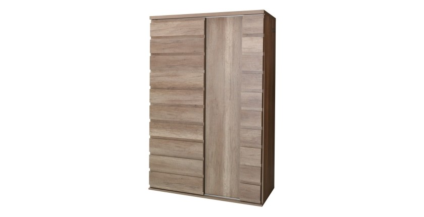 Ensemble ROMI pour salle à manger coloris chêne dab canyon. Buffet, bar, miroirs, table 180 cm
