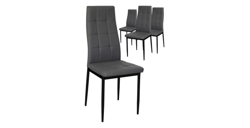 Chaises GEORGES coloris gris pour votre salle à manger ou votre cuisine. (lot de 4)