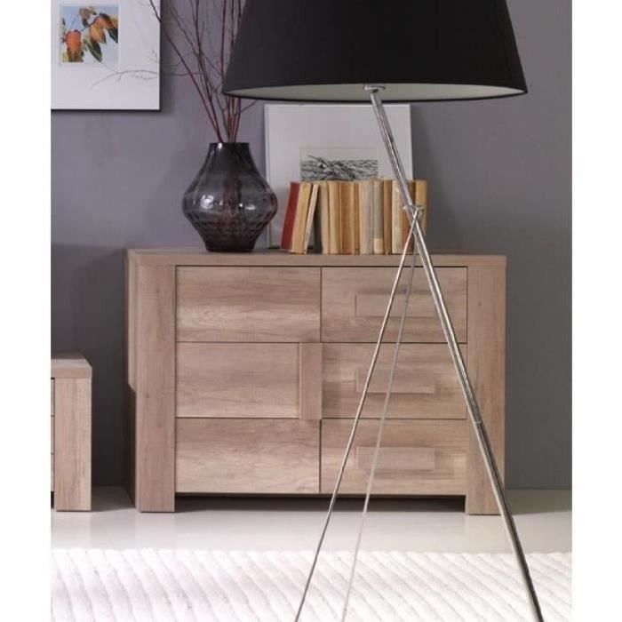 Buffet, bahut, enfilade petit modèle FARRA 1 porte, 3 tiroirs. Meuble idéal pour votre salon ou salle à manger
