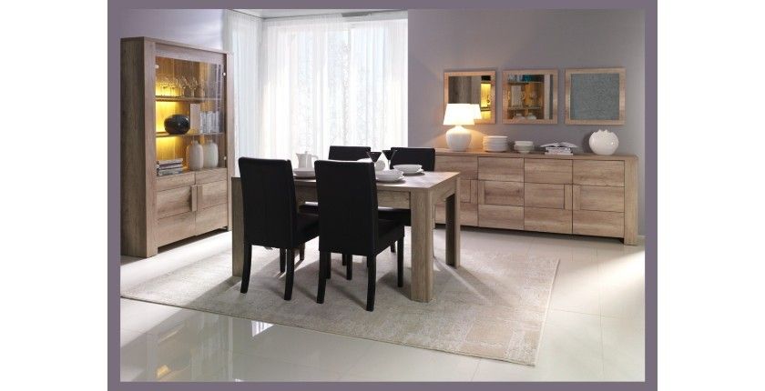 Grand buffet FARRA vu avec la table, la vitrine et les miroirs de la collection