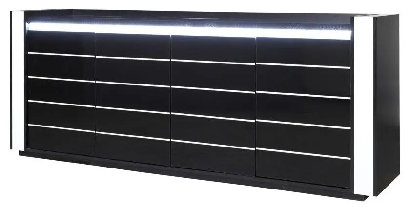 Buffet, bahut LINA noir et blanc avec LED
