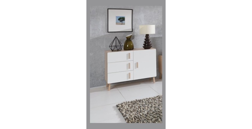Buffet, enfilade, bahut OSLO petit modèle. Meuble design type SCANDINAVE. Effet ultra tendance pour votre salon