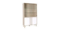 Vitrine, vaisselier, argentier MALMO grand modèle + LED. Meuble type SCANDINAVE idéal pour votre salle à manger