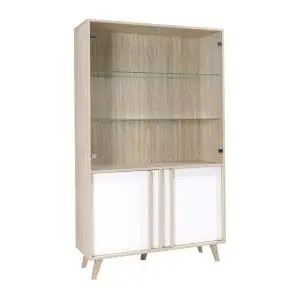 Vitrine, vaisselier, argentier MALMO grand modèle + LED. Meuble type SCANDINAVE idéal pour votre salle à manger