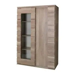 Vitrine vaisselier ROMI 2 portes coulissantes coloris dab canyon. Meuble design idéal pour votre salle a manger