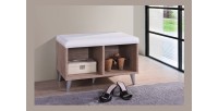 Meuble à chaussures SIDE avec 2 casiers larges, couleur chêne Sonoma et blanc.