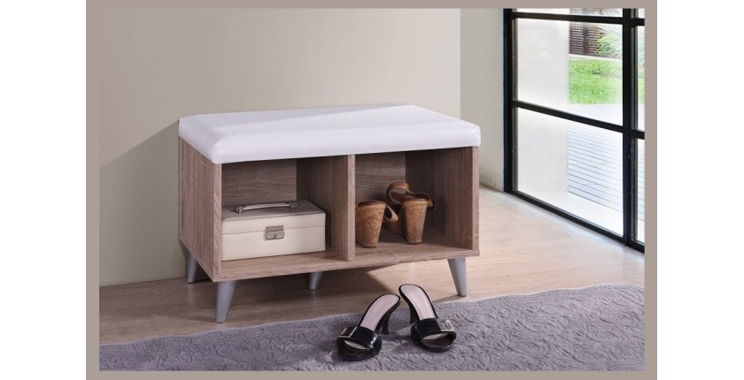 Meuble à chaussures SIDE avec 2 casiers larges, couleur chêne Sonoma et blanc.