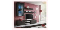 Meuble TV GALINO E design, coloris wengé. Meuble moderne et tendance pour votre salon.