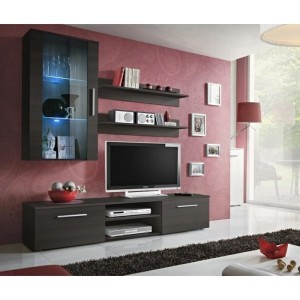 Meuble TV GALINO E design, coloris wengé. Meuble moderne et tendance pour votre salon.