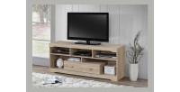 Meuble TV MERSIN 150 cm à 1 tiroir et 5 niches coloris Sonoma.