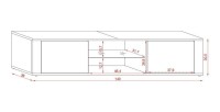 Meuble TV design PARIS-HIT 140 cm, 2 portes et 2 niches, coloris noir + LED