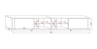 Meuble TV design BREST-HIT XXL 200 cm, 2 portes et 4 niches. Coloris blanc et gris + LED