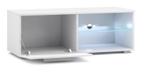 Meuble TV design LEON II 100 cm, 1 porte et 2 niches, coloris noir + LED