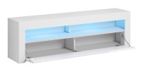 Meuble TV design MEXICO 160 cm, 1 porte et 1 niche, coloris noir + LED