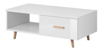 Table basse EDEN 110 cm avec 1 tiroir et 1 niche, coloris blanc.