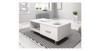 Table basse EDEN 110 cm avec 1 tiroir et 1 niche, coloris blanc.