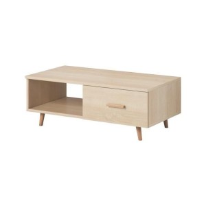 Table basse EDEN 110 cm avec 1 tiroir et 1 niche, coloris chêne sonoma.