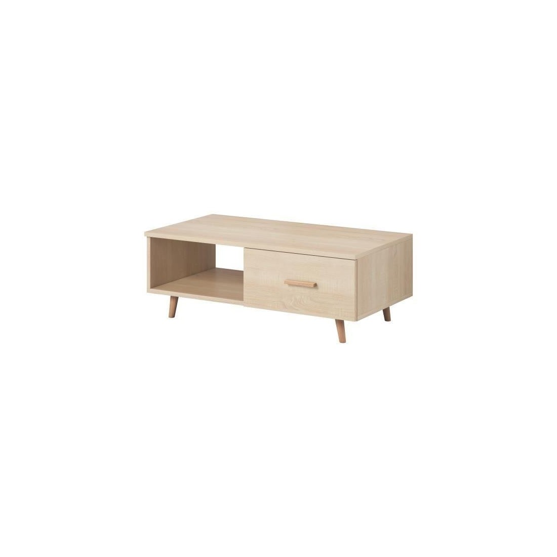 Table basse EDEN 110 cm avec 1 tiroir et 1 niche, coloris chêne sonoma.