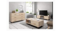 Table basse EDEN 110 cm avec 1 tiroir et 1 niche, coloris chêne sonoma.