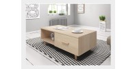 Table basse EDEN 110 cm avec 1 tiroir et 1 niche, coloris chêne sonoma.