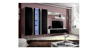 Meuble TV FLY C4 design, coloris blanc et noir brillant. Meuble suspendu moderne et tendance pour votre salon.