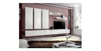 Meuble TV FLY E1 design, coloris blanc brillant. Meuble suspendu moderne et tendance pour votre salon.