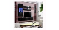 Meuble TV FLY H3 design, coloris noir brillant. Meuble suspendu moderne et tendance pour votre salon.