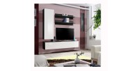 Meuble TV FLY H1 design, coloris noir et blanc brillant. Meuble suspendu moderne et tendance pour votre salon.