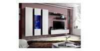 Meuble TV FLY C5 design, coloris noir et blanc brillant. Meuble suspendu moderne et tendance pour votre salon.